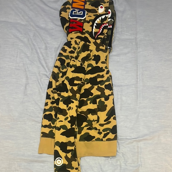 Bape Jackets & Coats Bape St Camo Shark Wide Full Zip Double Hoodie